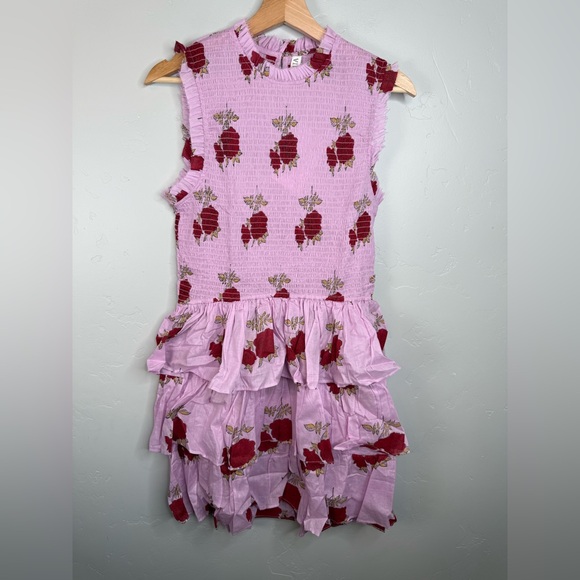 NWT Alix of Bohemia Cabana Ruby Rosette Dress Smocked Cotton Mini Dress Large - Picture 5 of 12